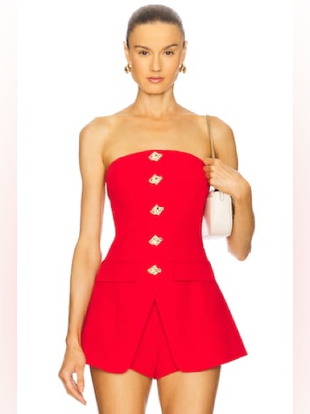 Line And Dot Women’s Dariel Top Size Small & Dariel Micro Shorts Set Red Size M